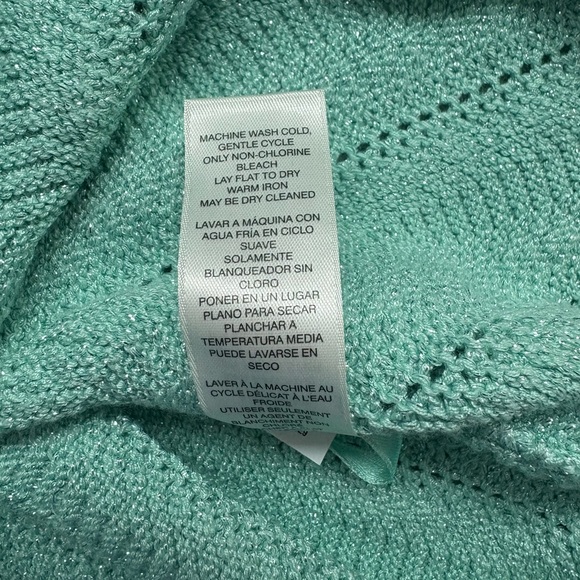 WHBM | Mint Green with silver sparkle Sleeveless Knit Top | L | Very Good Cond - Picture 7 of 8